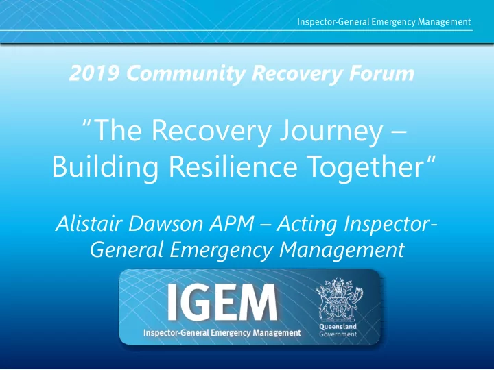 the recovery journey building resilience together