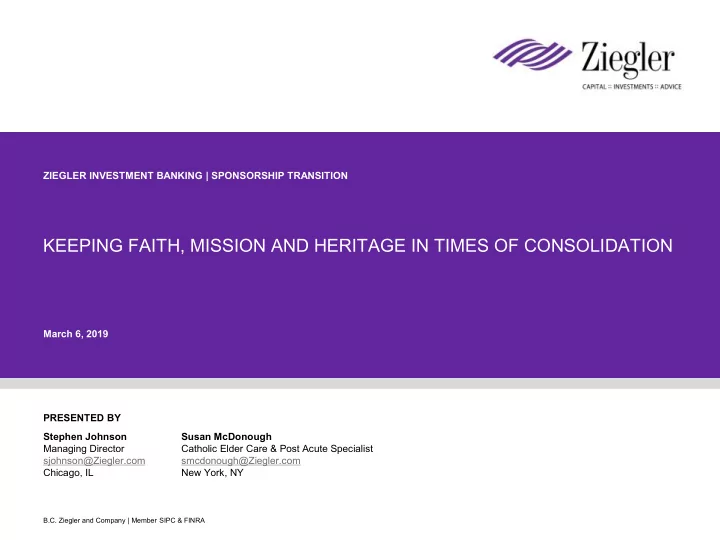 keeping faith mission and heritage in times of