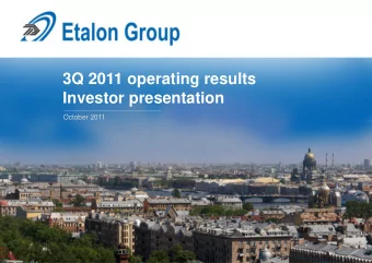 Investor presentation  October 2011  Disclaimer  IMPORTANT: You must read the following before