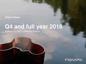 Q4 and full year 2016 February 8, 2017  Helsinki, Finland  Disclaimer  This presentation
