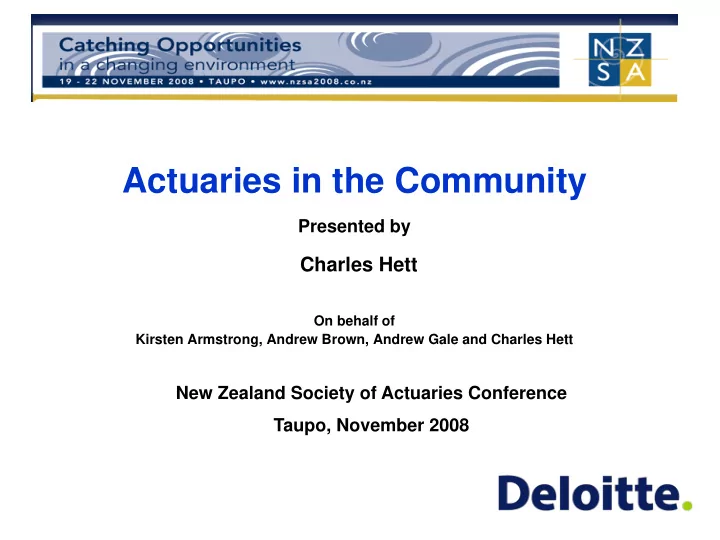 actuaries in the community
