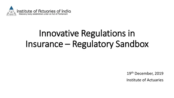 inn nnovative r reg egulations i in n insuran ance