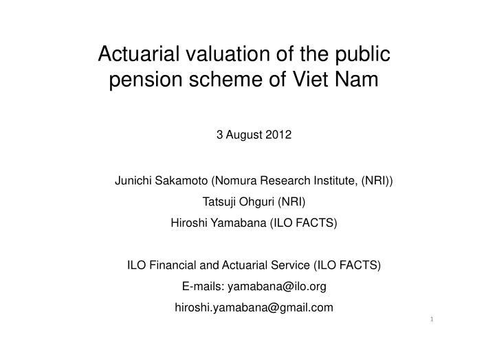 actuarial valuation of the public pension scheme of viet