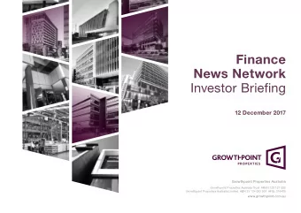 Finance  News Network  Investor Briefing  12 December 2017  Growthpoint Properties Australia