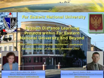 Far Eastern National University  Far Eastern National University  Russian Distance Learning