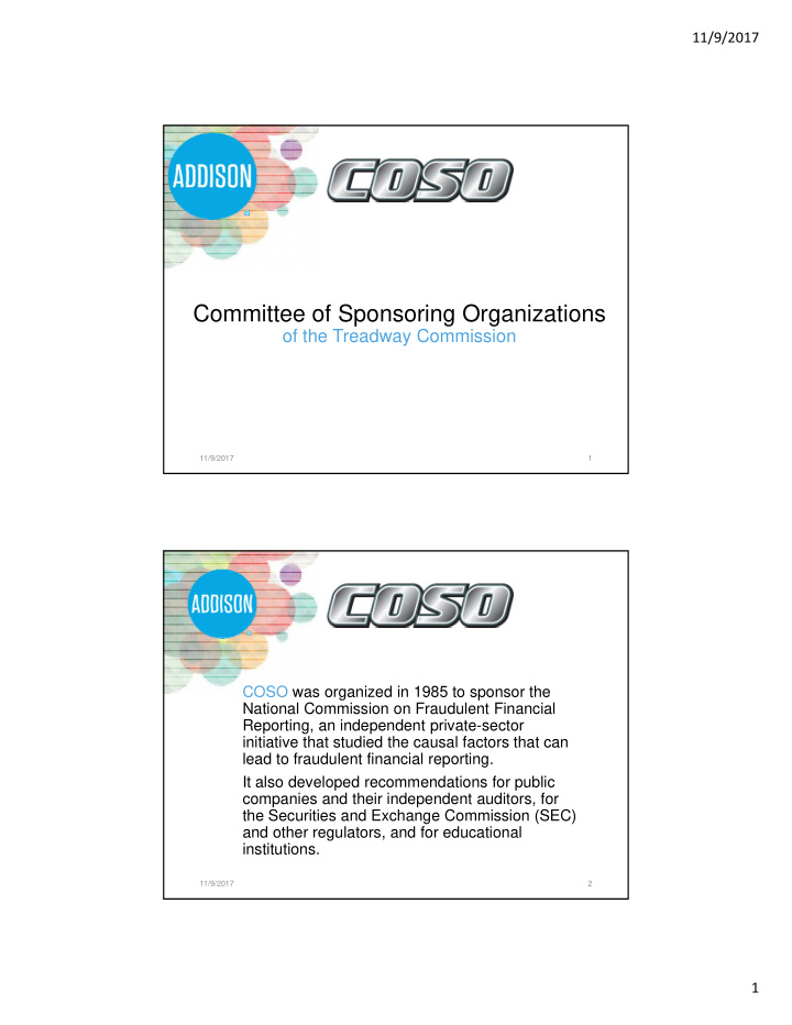 committee of sponsoring organizations