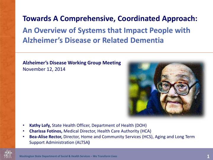alzheimer s disease working group meeting november 12