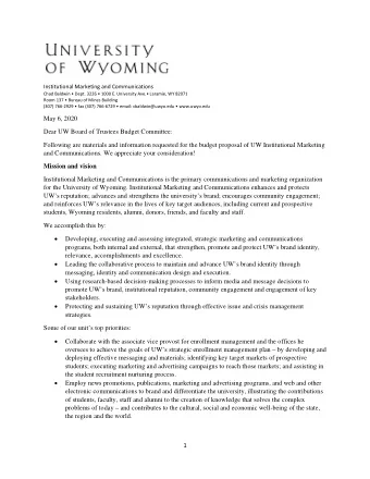 Institutional Marketing and Communications  Chad Baldwin  Dept. 3226  1000 E. University