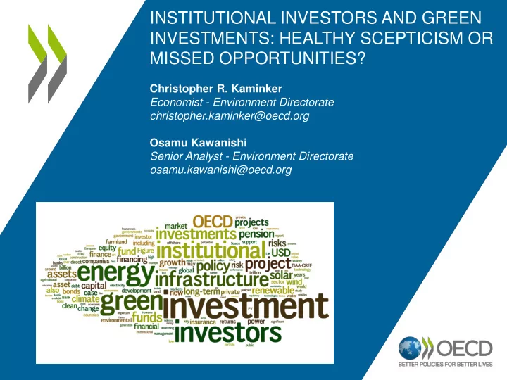 economist environment directorate christopher kaminker