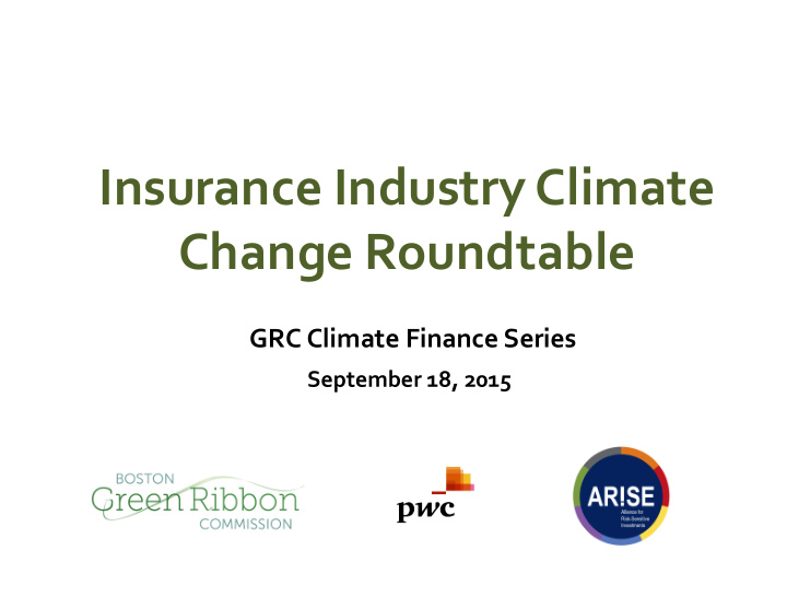 insurance industry climate change roundtable