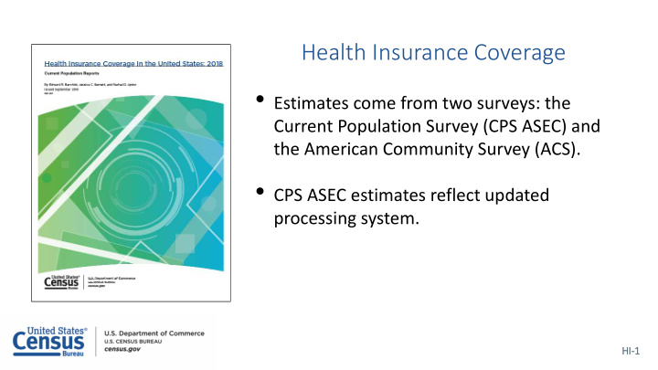 percentage of people by type of health insurance coverage