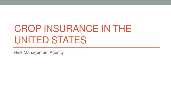 crop insurance in the