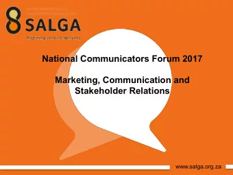 National Communicators Forum 2017  Marketing, Communication and  Stakeholder Relations