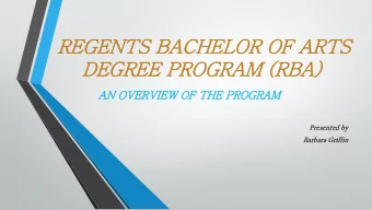 REG  REGEN  ENTS  S BACHEL  ELOR  R OF A  F ART  RTS  S  DEG  EGREE  REE PRO  ROGRA  RAM (  (RB