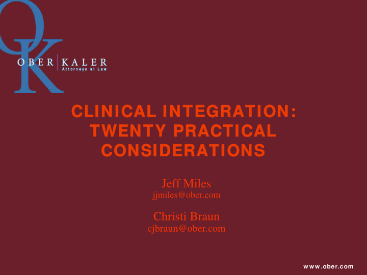 clinical integration clinical integration twenty