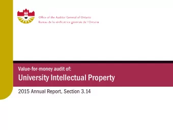 University Intellectual Property  2015 Annual Report, Section 3.14  Background  Intellectual
