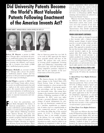 F  charges of patent infringement for enti-  or at least two generations, and  the first true