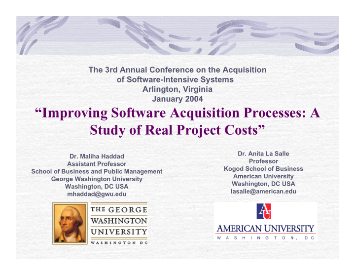 improving software acquisition processes a study of real