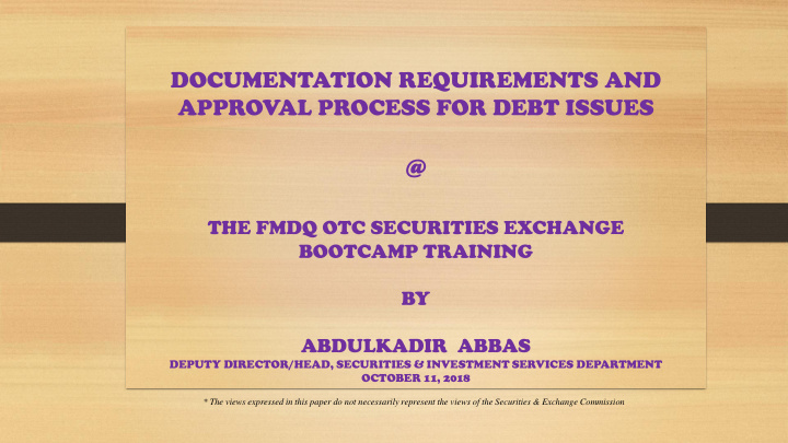 the fmdq otc securities exchange bootcamp training by