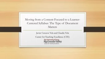 Moving from a Content-Focused to a Learner-  Centered Syllabus: The Type of Document  Matters