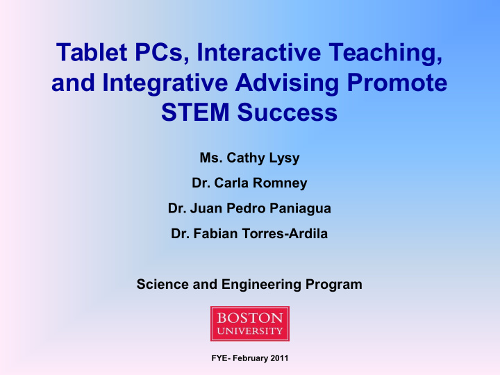 tablet pcs interactive teaching and integrative advising