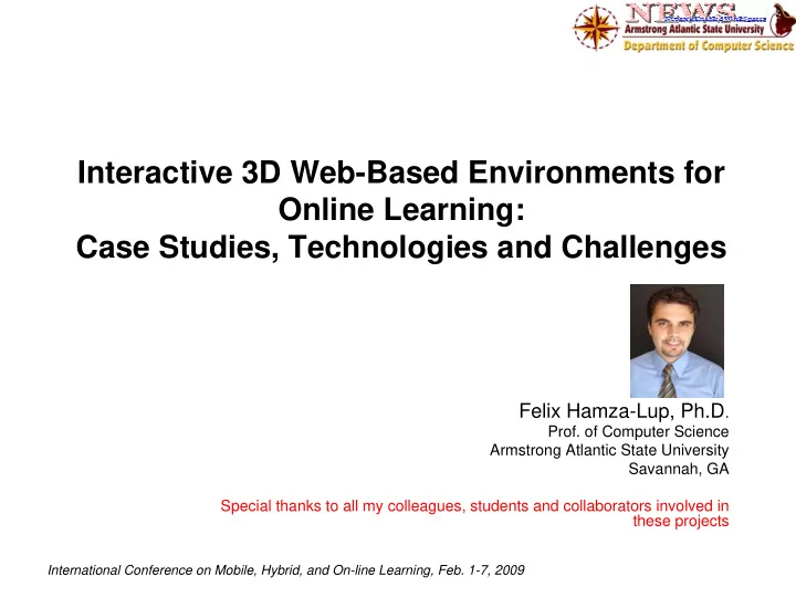 interactive 3d web based environments for online learning