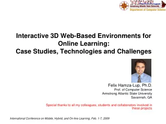 Interactive 3D Web-Based Environments for  Online Learning:  Case Studies, Technologies and