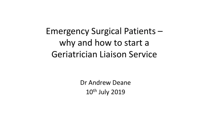 geriatrician liaison service