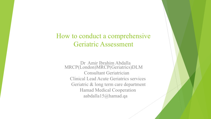 how to conduct a comprehensive geriatric assessment