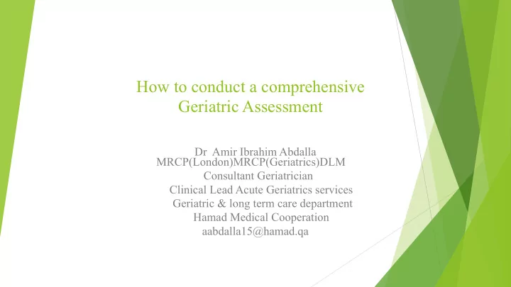 how to conduct a comprehensive geriatric assessment