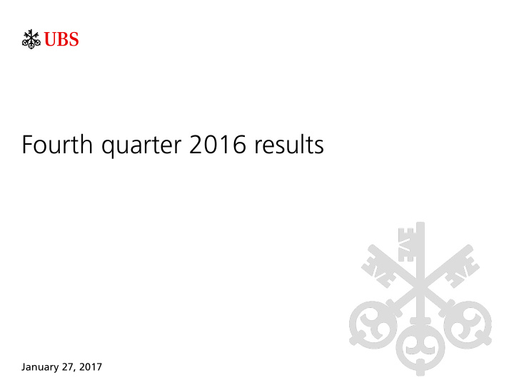 fourth quarter 2016 results