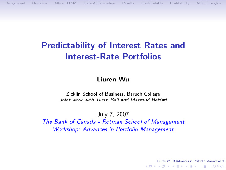 predictability of interest rates and interest rate