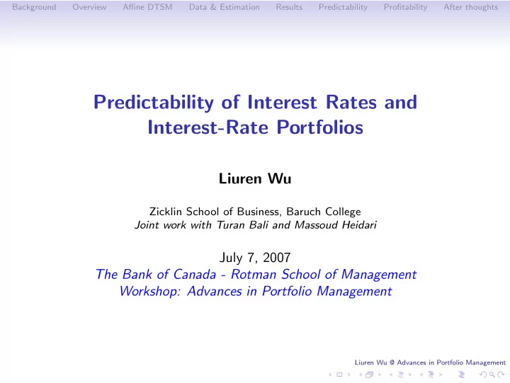 predictability of interest rates and interest rate