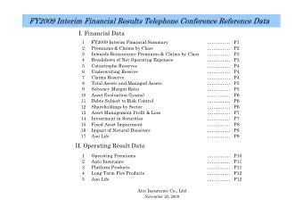 FY2009 Interim Financial Results Telephone Conference Reference Data  FY2009 Interim Financial