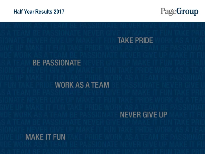 half year results 2017 agenda