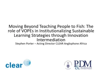 role of VOPEs in Institutionalizing Sustainable  Learning Strategies through Innovation