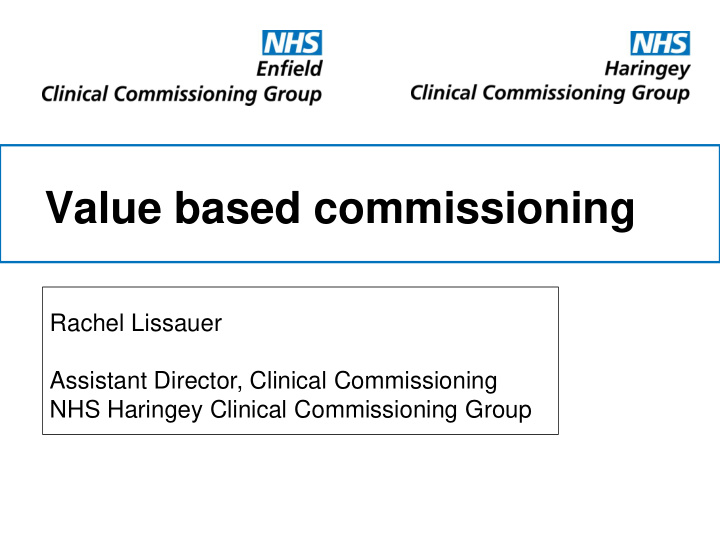 value based commissioning