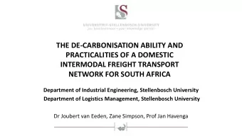 THE DE-CARBONISATION ABILITY AND  PRACTICALITIES OF A DOMESTIC  INTERMODAL FREIGHT TRANSPORT