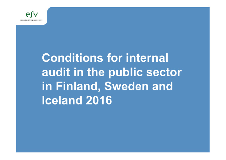 conditions for internal audit in the public sector in