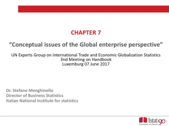 CHAPTER 7  Conceptual issues of the Global enterprise perspective   UN Experts Group on