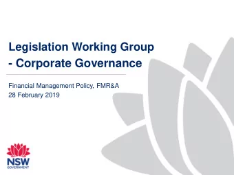 - Corporate Governance  Financial Management Policy, FMR&amp;A  28 February 2019  Corporate