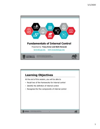 Learning Objectives  At the end of this session, you will be able to  Recall two of the