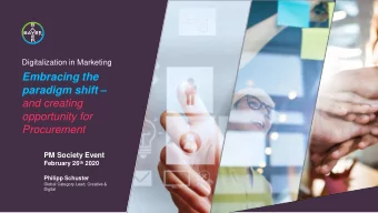 Embracing the paradigm shift   and creating  opportunity for Procurement PM Society Event