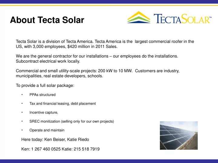about tecta solar