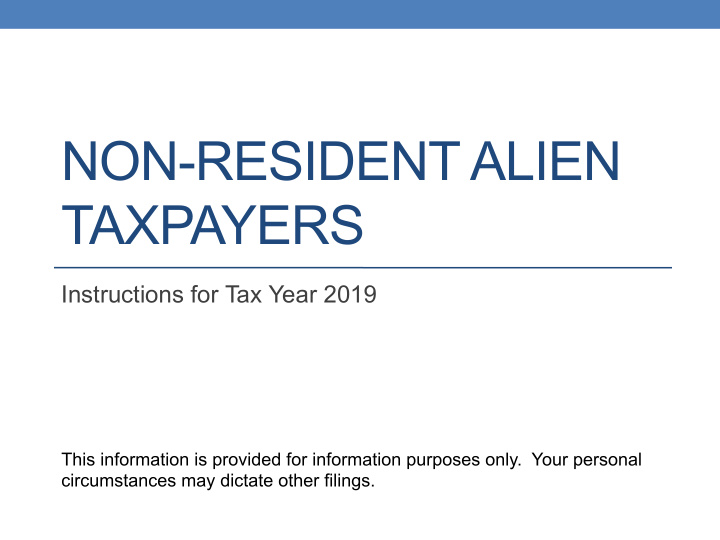 non resident alien taxpayers