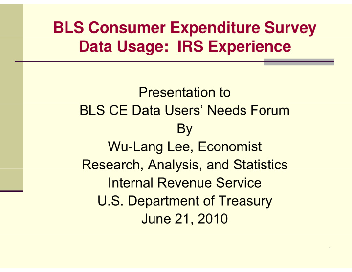 bls consumer expenditure survey data usage irs experience