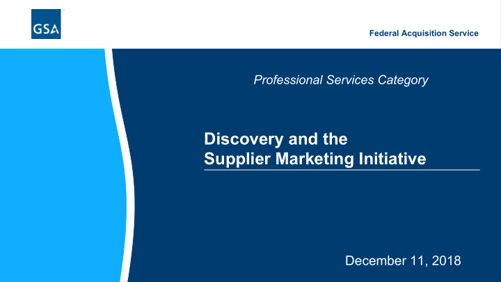 discovery and the supplier marketing initiative