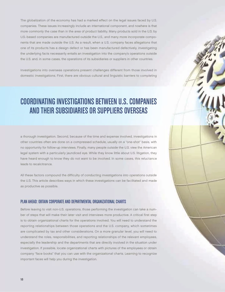coordinating investigations between u s companies and