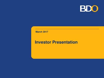 Investor Presentation  Legal Disclaimer  This presentation and the information contained herein as