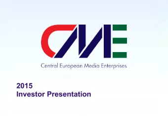 2015  Investor Presentation  Cautionary Statement Concerning Forward-Looking Statements and